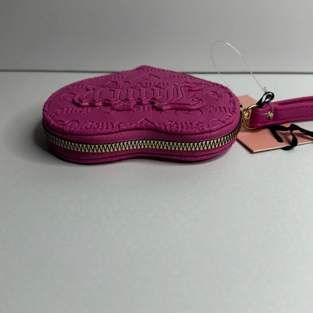 Juicy Couture Hot Pink Wallet Heart Zip Around  w Wristlet - Picture 7 of 11